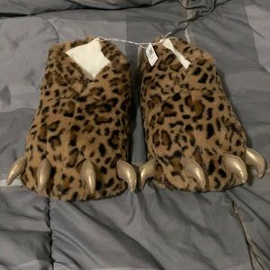 Leopard Faux-Fur Critter Slippers for Kids